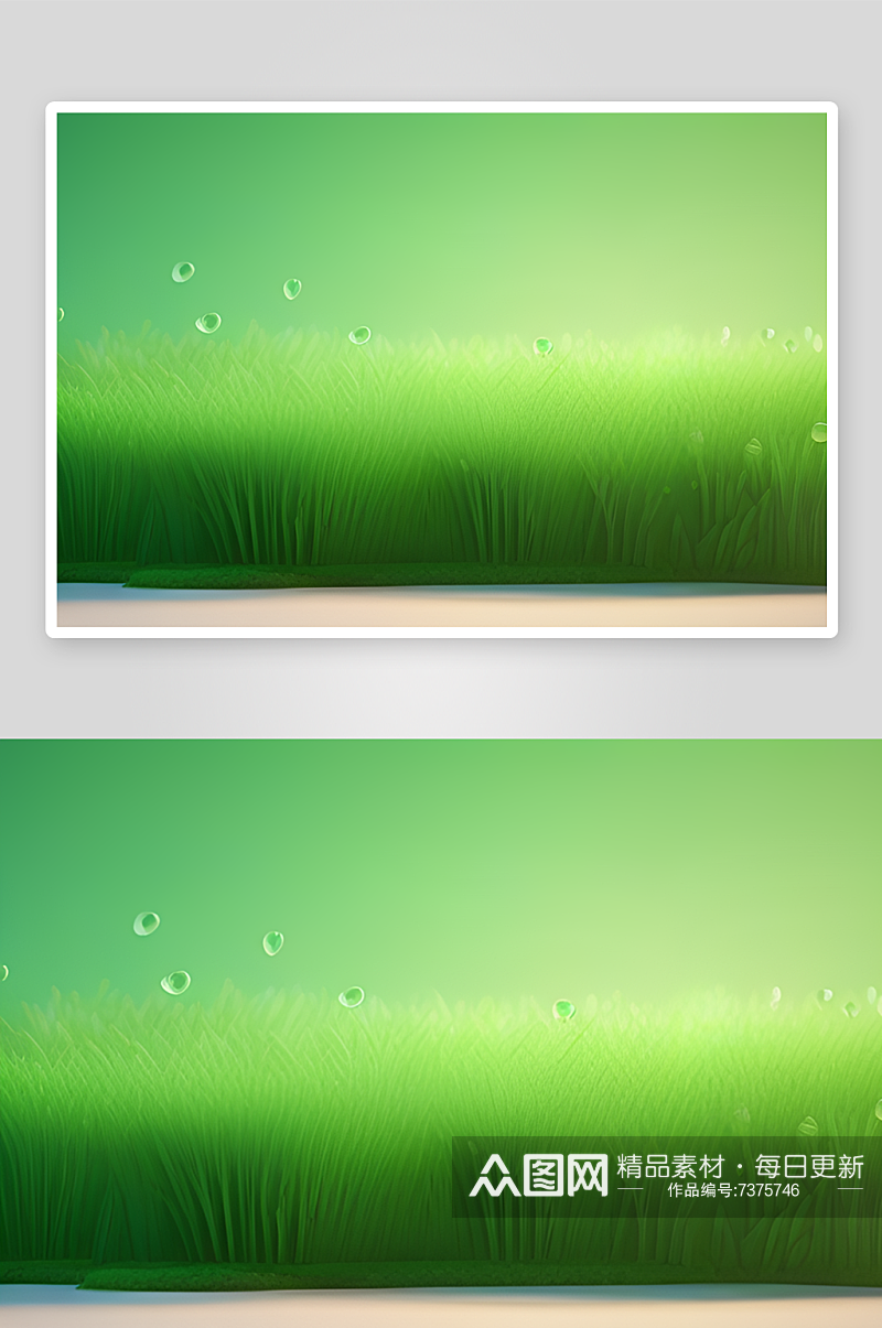 绿色背景下水滴绽放出多彩的光彩素材