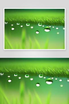 真实感十足的水滴在绿色背景中跳跃奔腾