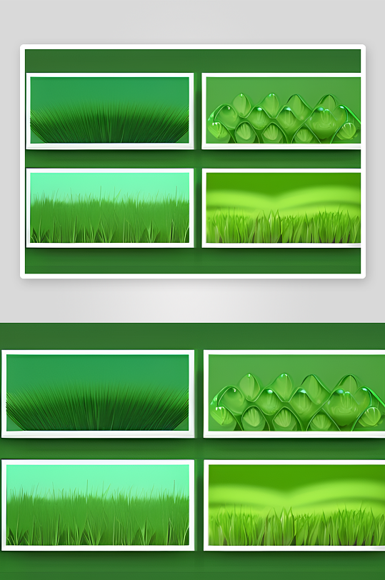 数字渲染的水滴在绿色背景中绽放绚丽光芒