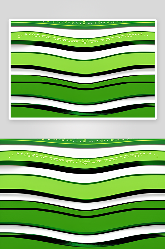 数字渲染的水滴在绿色背景中绽放绚丽光芒