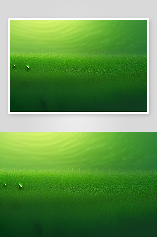 数字渲染的水滴在绿色背景中绽放绚丽光芒