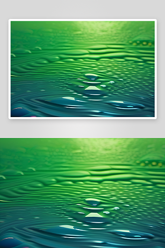 护眼绿色背景下水滴呈现出绚丽多彩的色彩