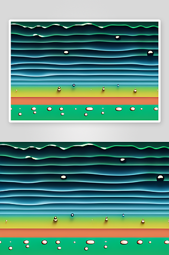 护眼绿色背景下水滴呈现出绚丽多彩的色彩