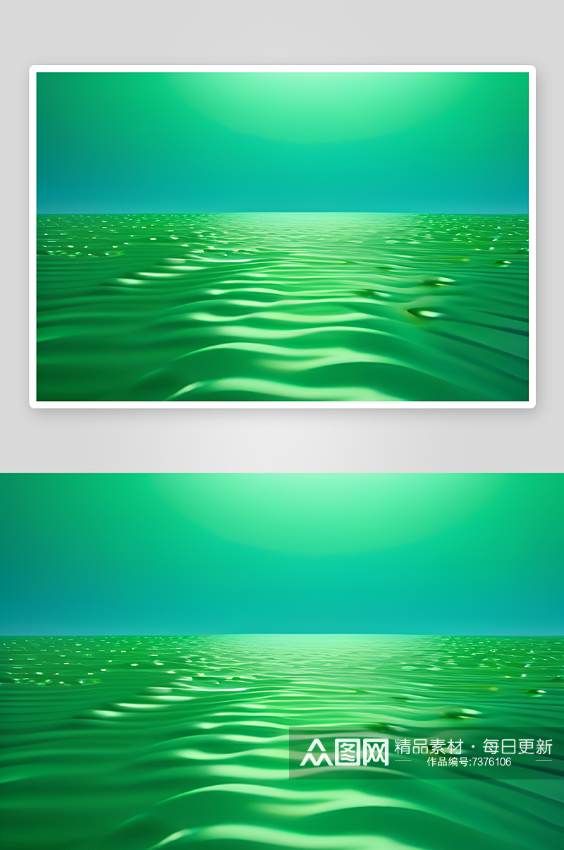 绿色背景中水滴散发出迷人的光芒素材