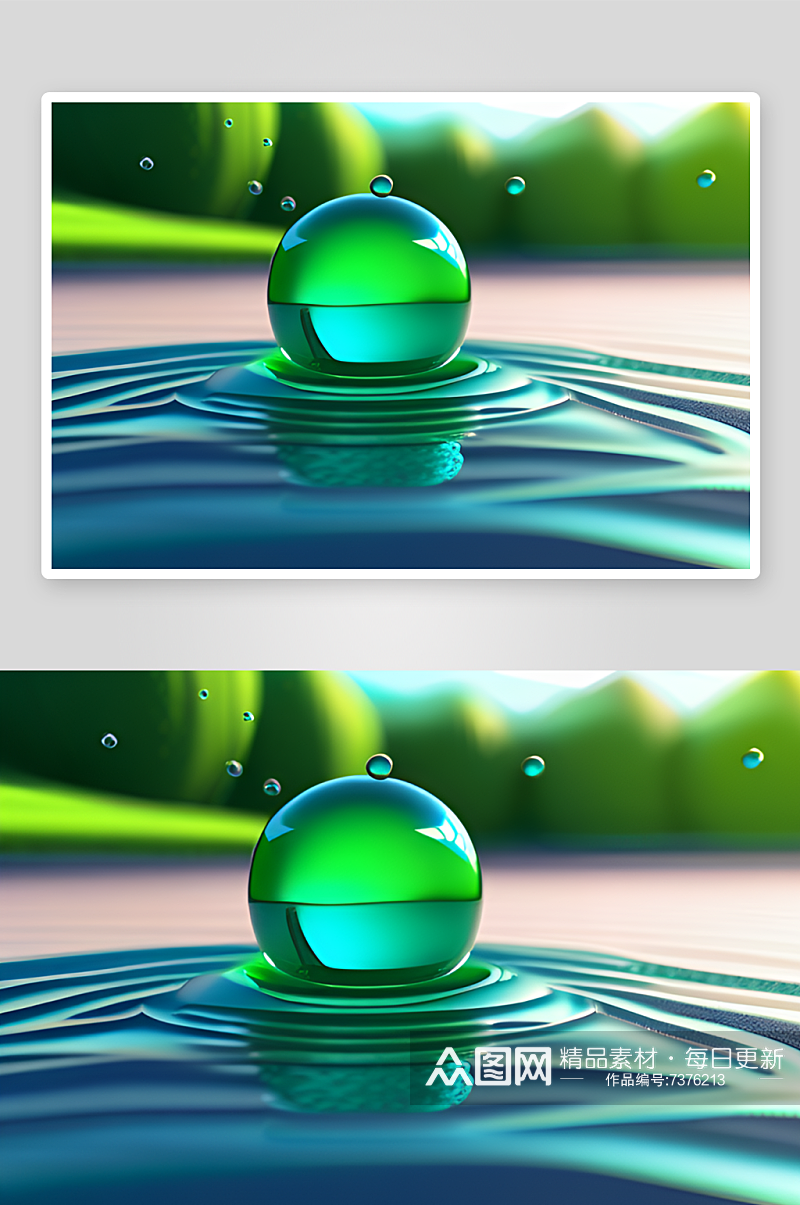 水滴在绿色背景中跃动素材