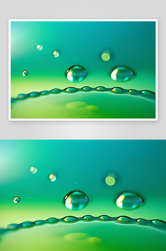 水滴在绿色背景中跃动