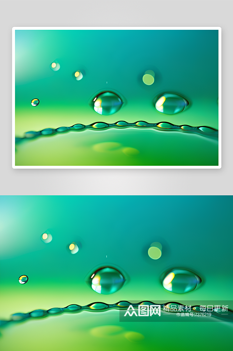 水滴在绿色背景中跃动素材