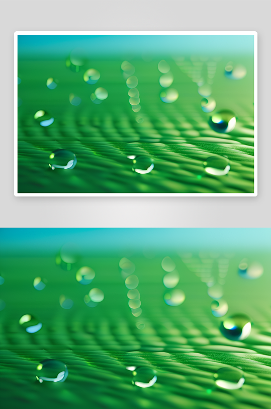 水滴在绿色背景中跃动