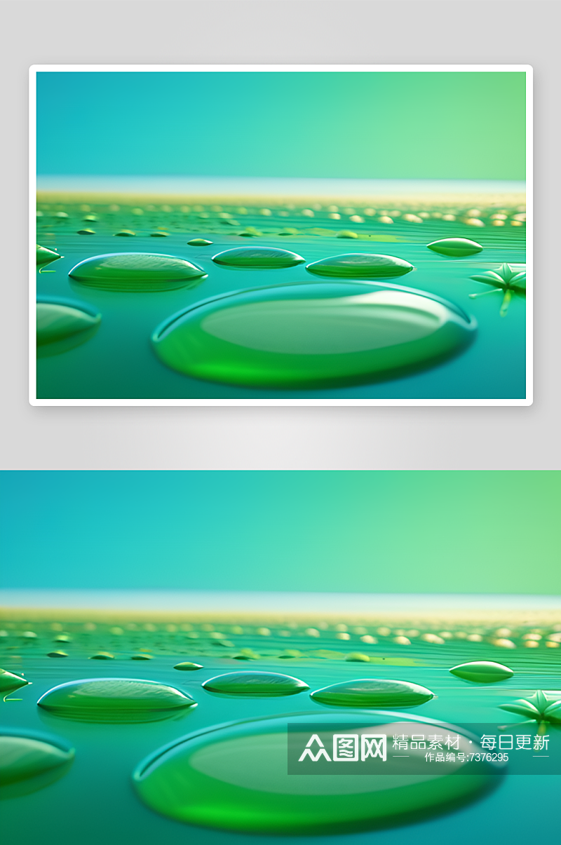 水滴照片绿色背景生机勃勃素材