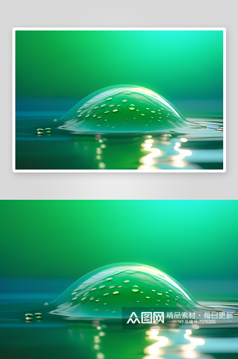 水滴照片绿色背景生机勃勃素材