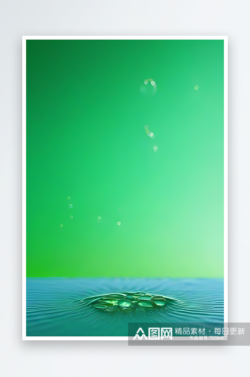 水面水滴照片与蓝天绿水数字背景素材