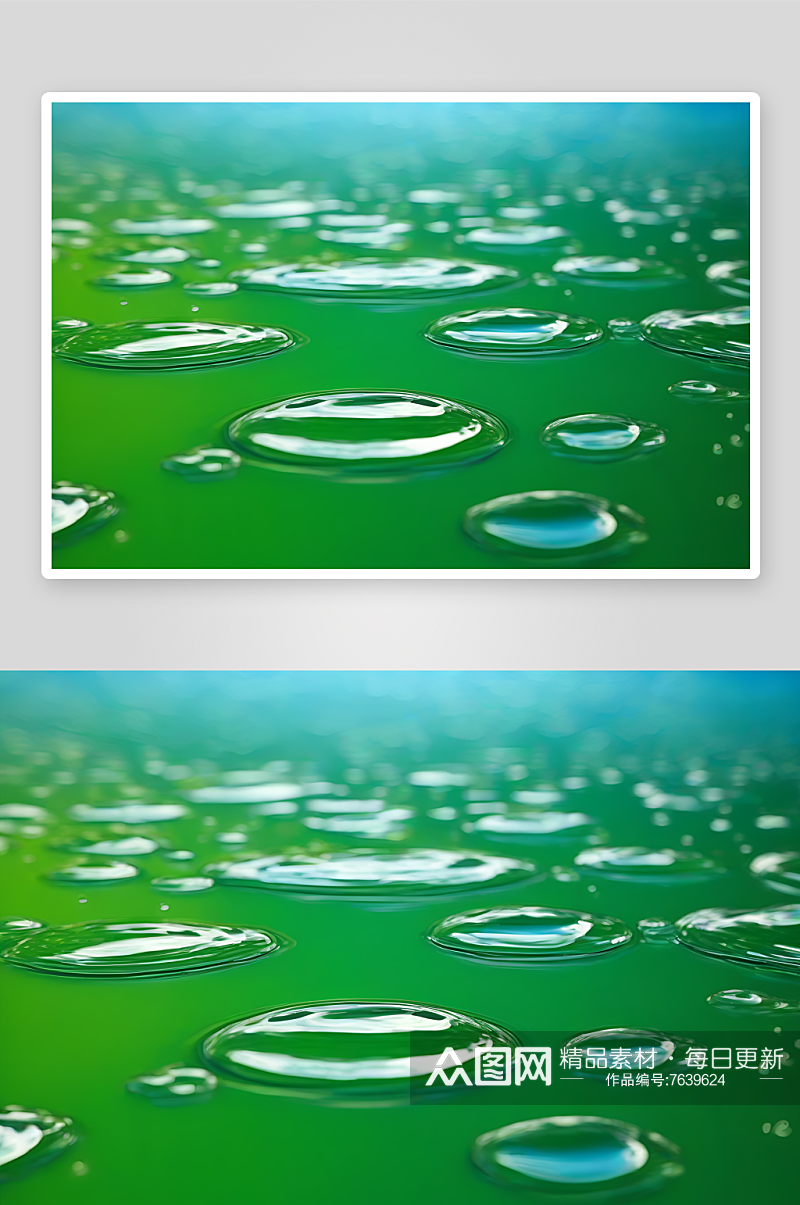 清新水滴照片蓝天绿水数字背景设计图素材