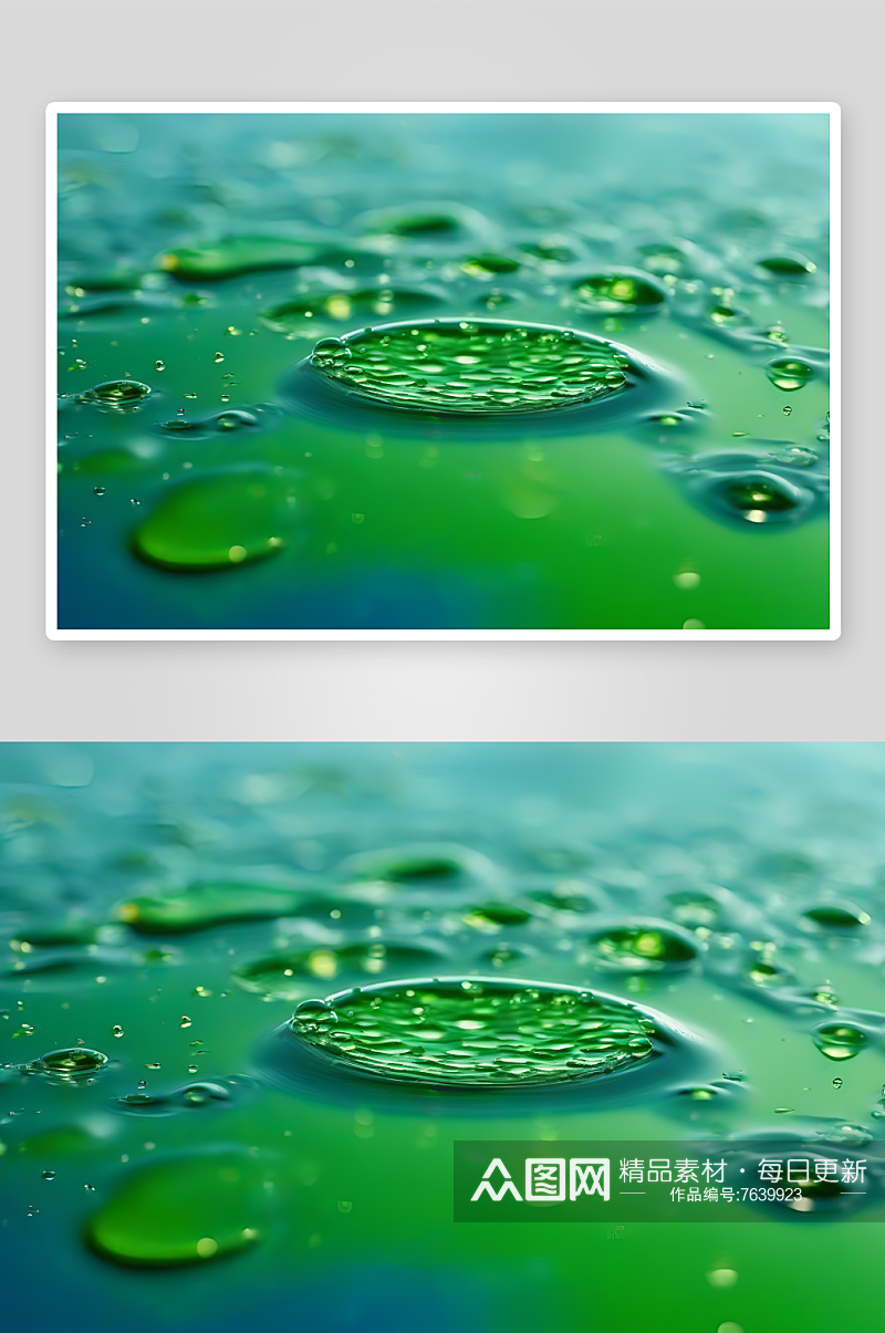 水滴水面照片与蓝天绿水数字背景素材