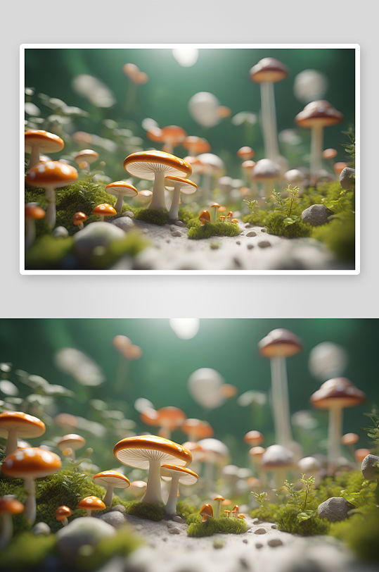 光线追踪渲染中的蘑菇细节