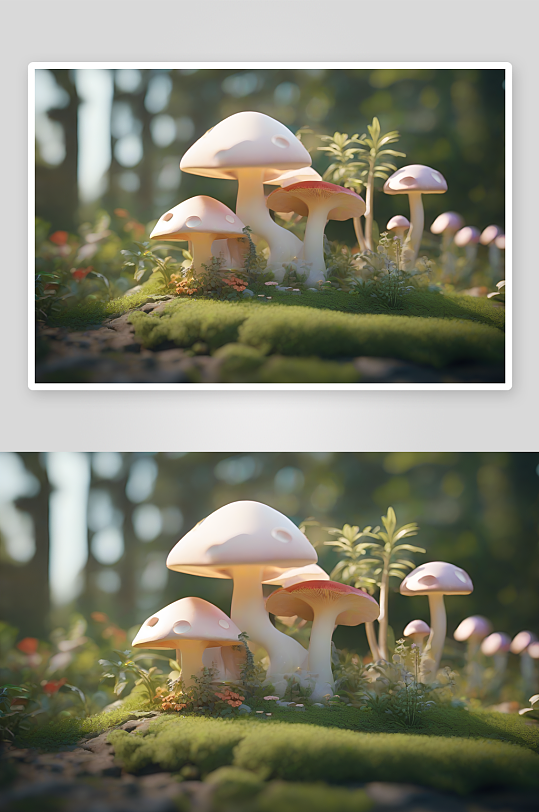 光线追踪渲染中的蘑菇细节