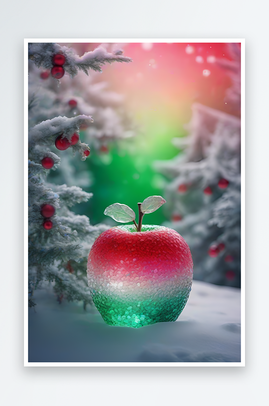 美丽光谱红绿渐变水晶苹果