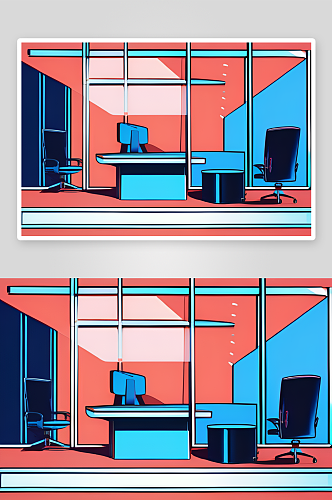 商务人士全新办公室4K插画风格装饰