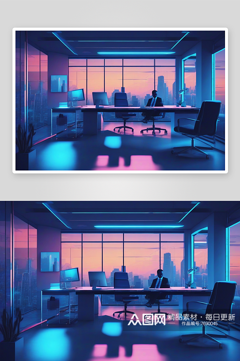 现代商务人士蓝色与霓虹的完美搭配素材