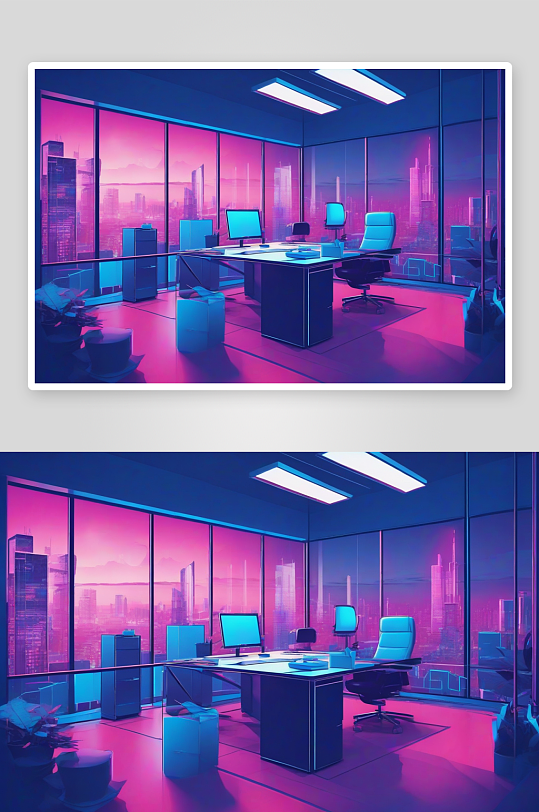 商务人士的全新办公室融入蓝色与4K技术