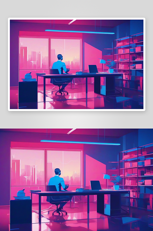 商务人士的全新办公室融入蓝色与4K技术