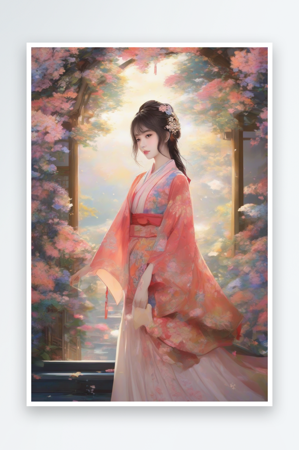 绝美女子与绚丽背景的完美结合素材