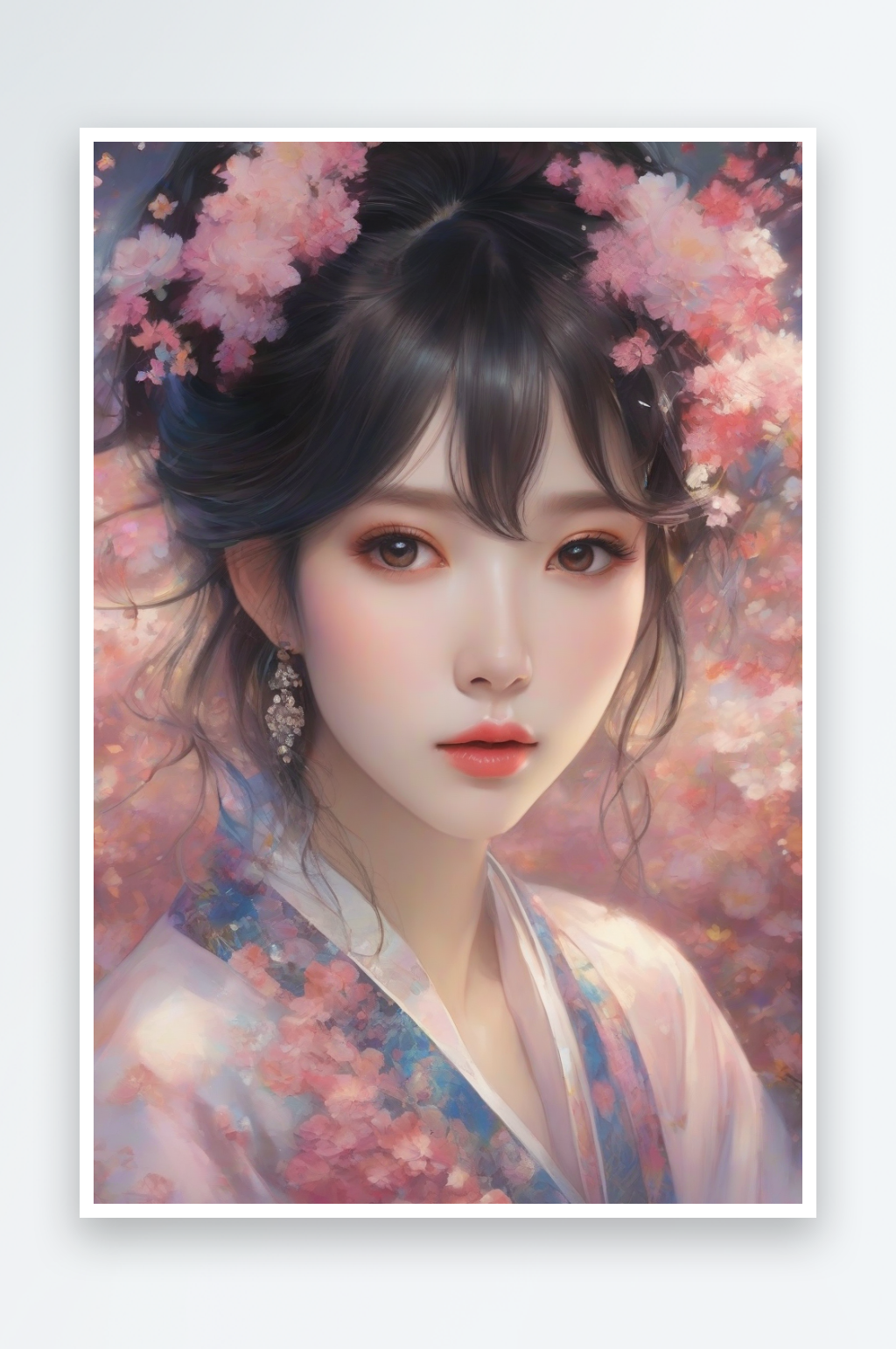 绝美瞬间美丽少女独享绚丽背景的魅力展现素材