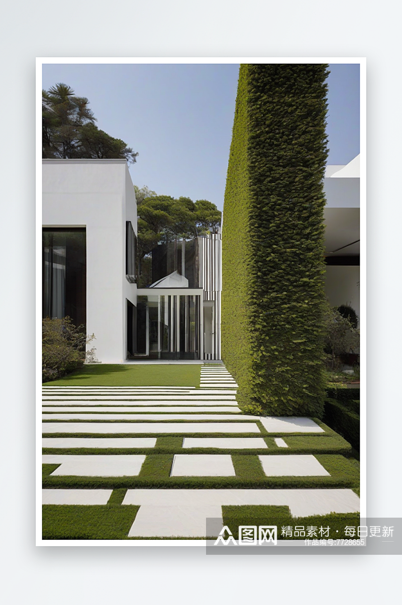别墅正面墙的草坪设计灵感素材