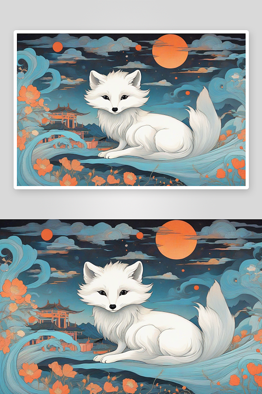 大师联手阿尔方斯穆夏与中国白极地狐狸壁画