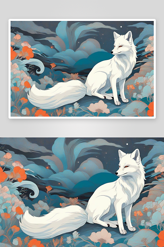 大师联手阿尔方斯穆夏与中国白极地狐狸壁画