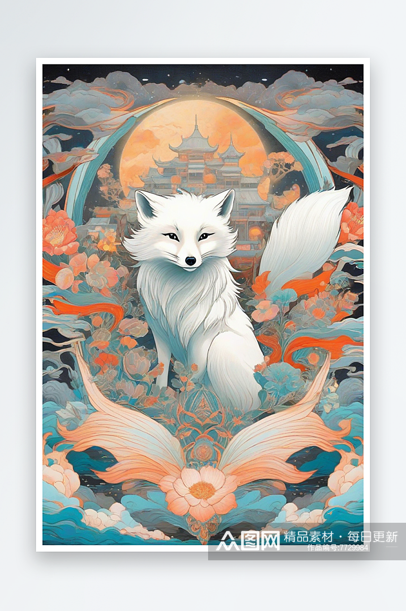 超现实之美视觉中国白极地狐狸壁画素材