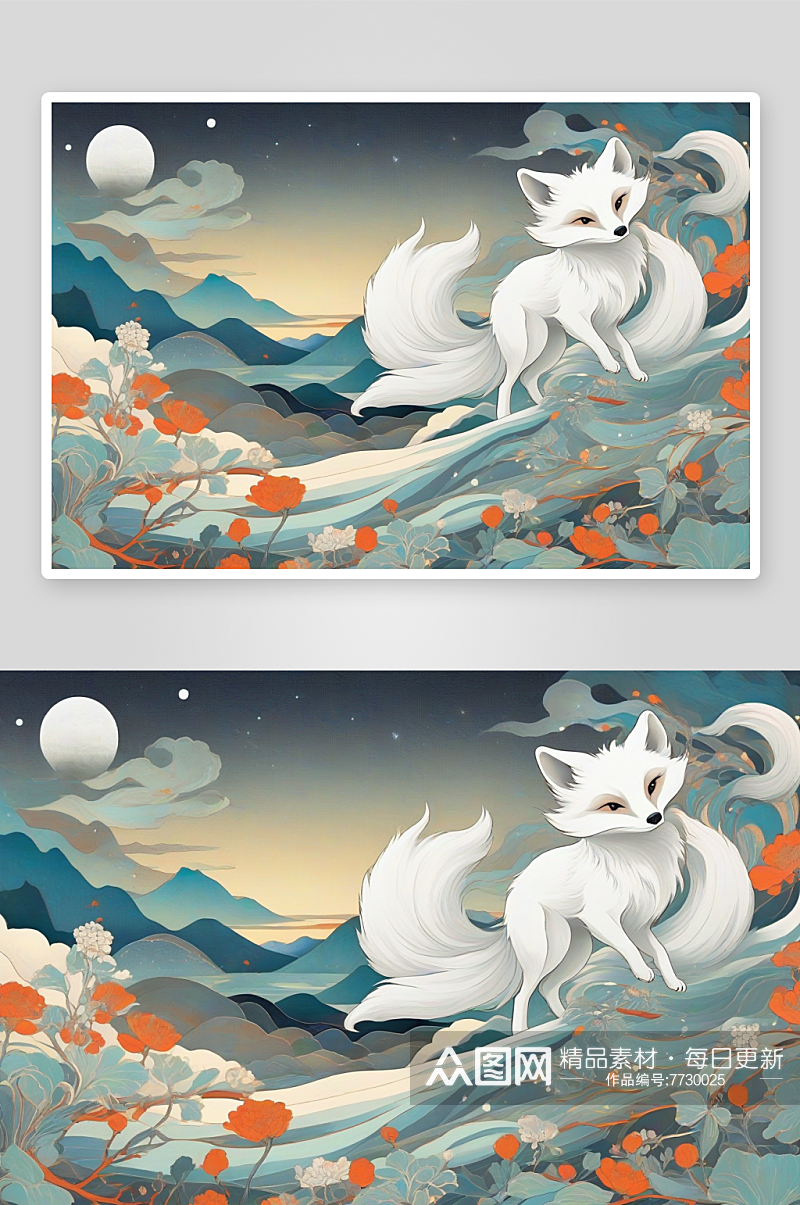 中国白极地狐狸壁画的色彩心理学分析素材