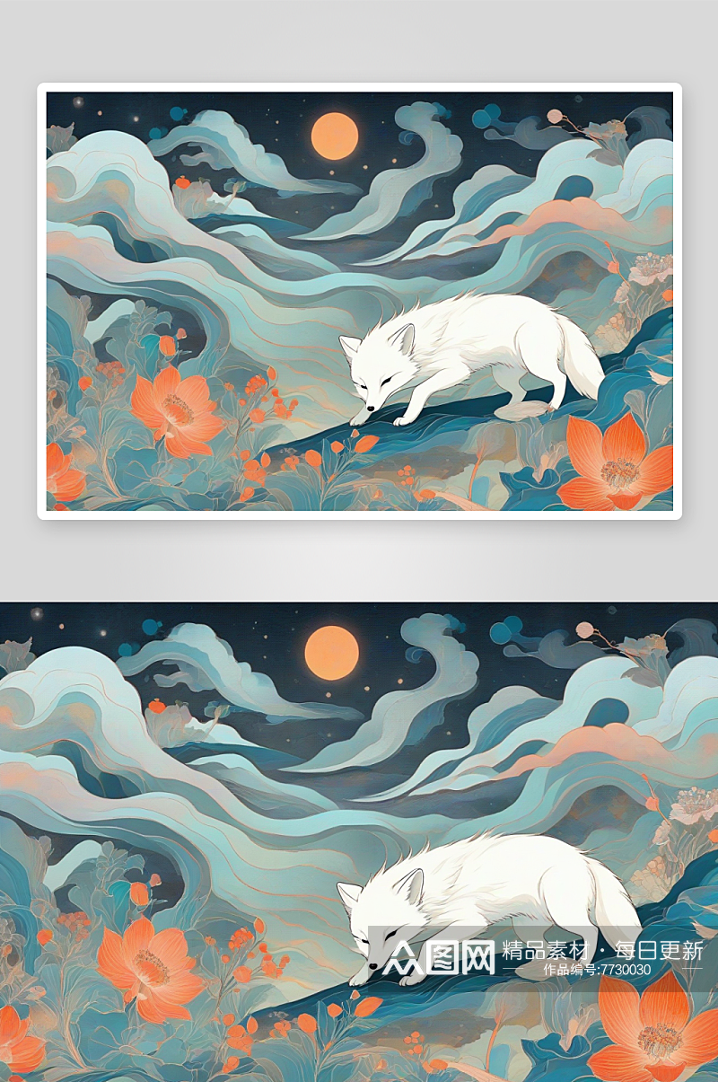 中国白极地狐狸壁画的色彩心理学分析素材