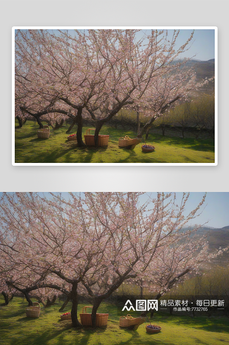 春日小镇风情白天拍摄的梅花细腻之美素材