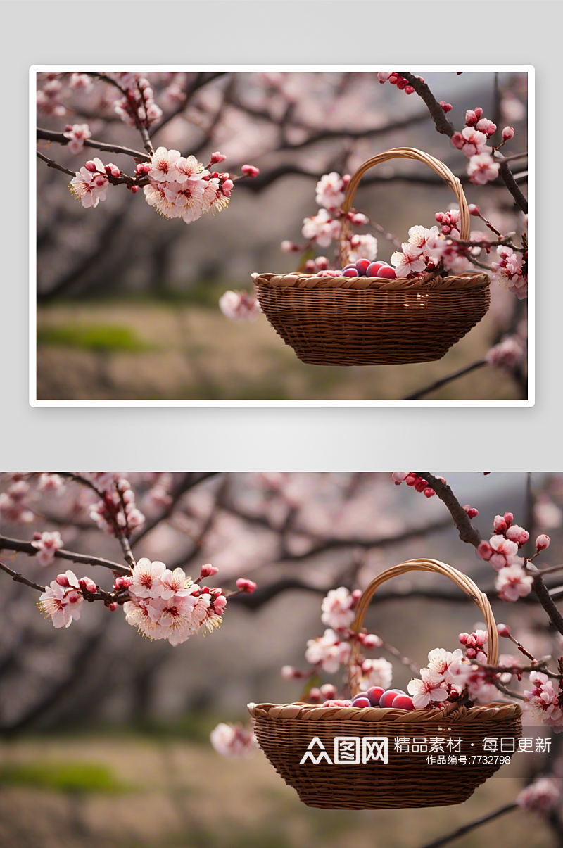 春日小镇风情白天拍摄的梅花细腻之美素材
