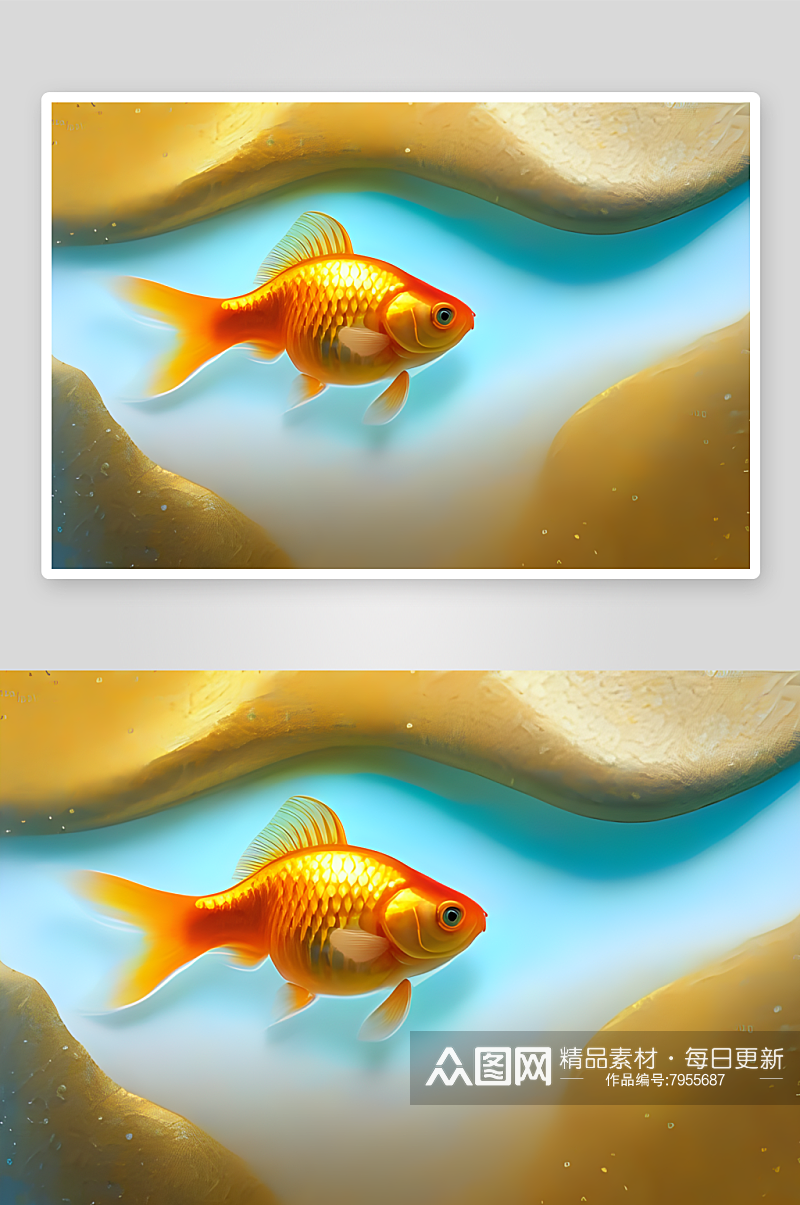 光影与色彩金箔金鱼的影像艺术素材