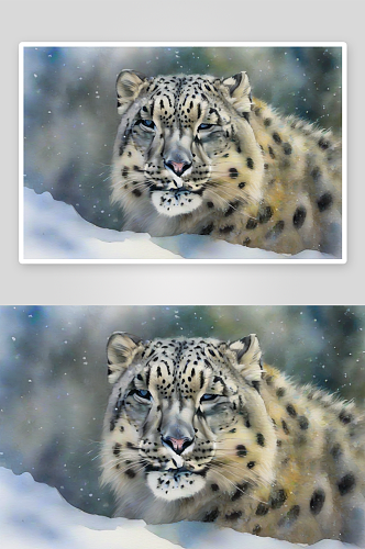 雪豹摄影作品的壮丽景象
