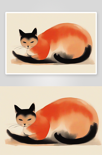 红色猫儿的抽象之美大画幅作品
