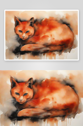 红色猫儿的抽象之美大画幅作品