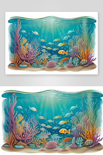 逼真技法下的海底生物卡通插图