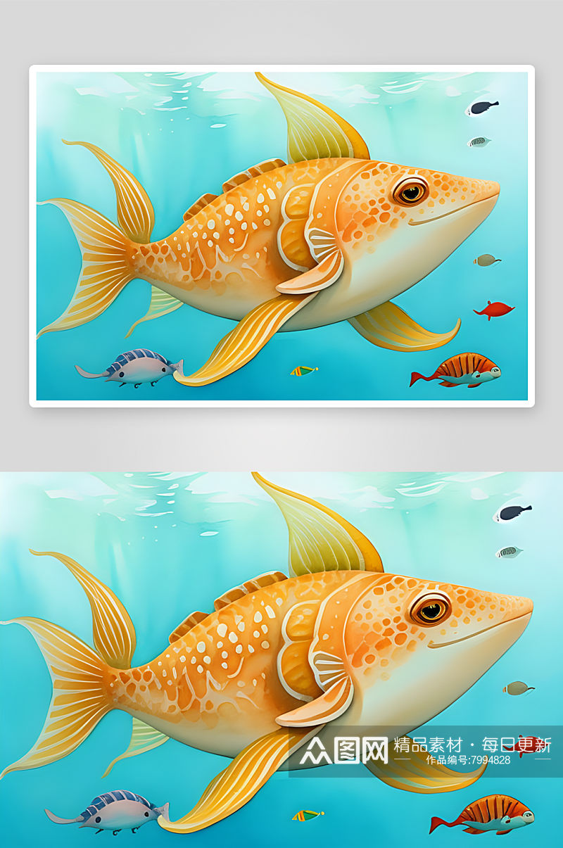 逼真技法下的海底生物卡通插图素材