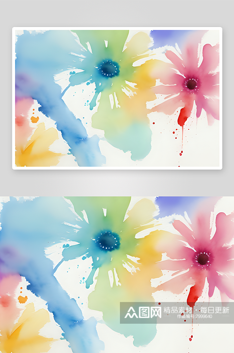 色域和水彩的花之艺术素材