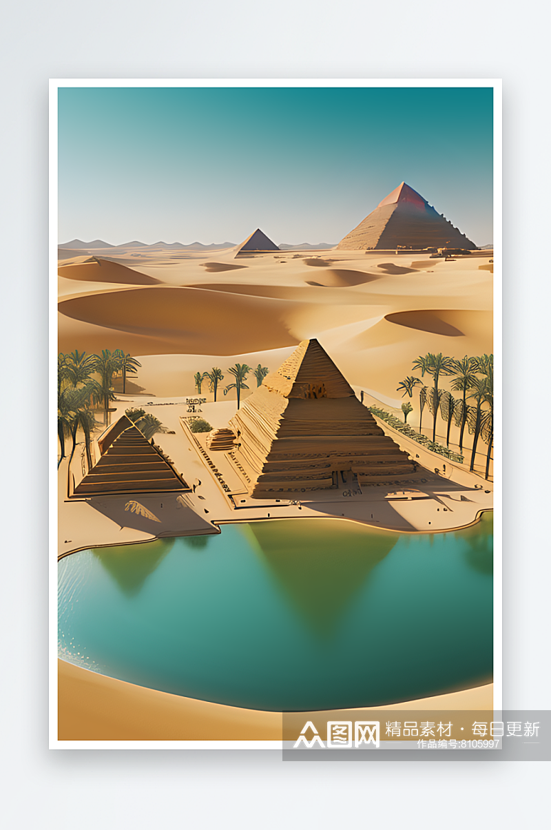 时光之旅沙漠中的埃及绿洲素材