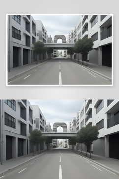 灰色现实主义城市街道的片段