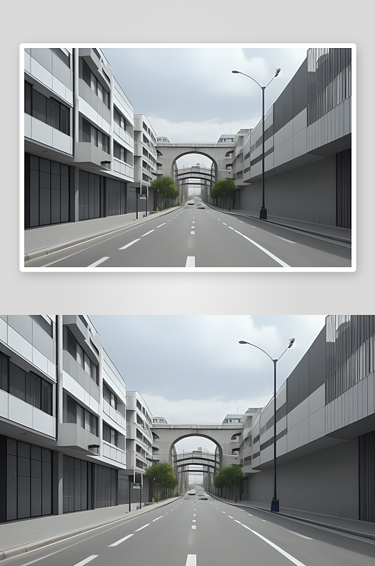 灰色现实主义城市街道的片段