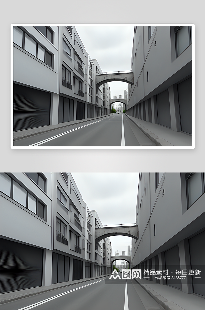 灰色现实主义城市街道的片段素材
