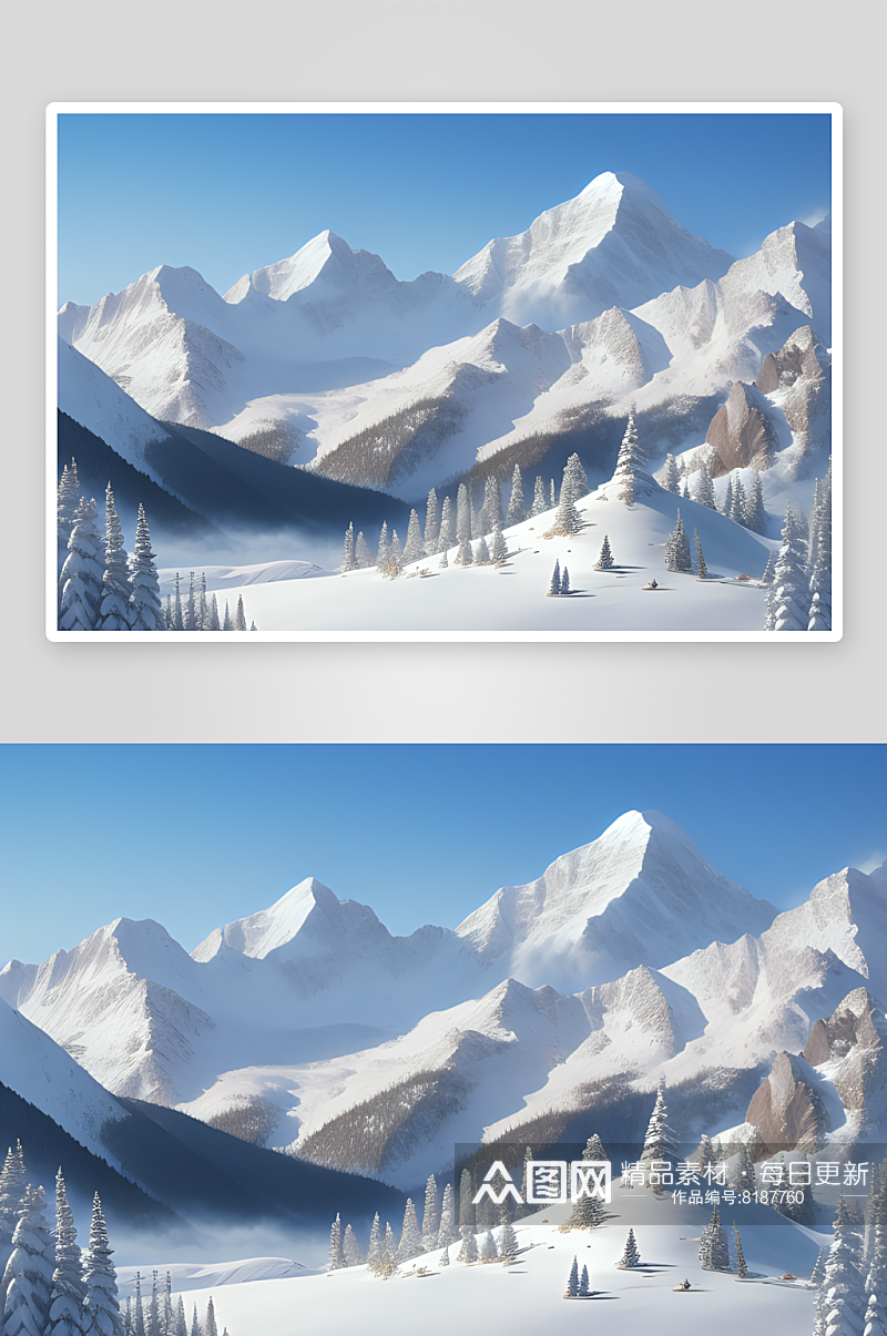 雪山之美水彩世界中的宏伟奇观素材