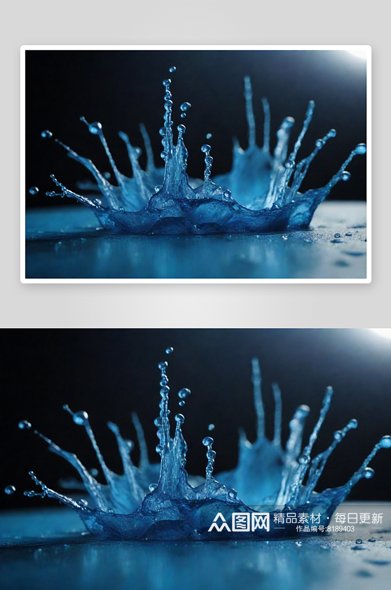 蓝色水花的绽放图片素材