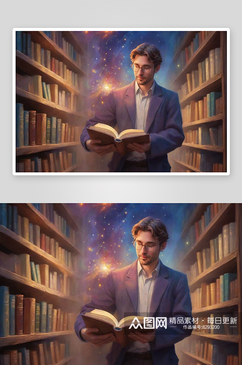 一个男人的魔力书籍变成动画角色素材