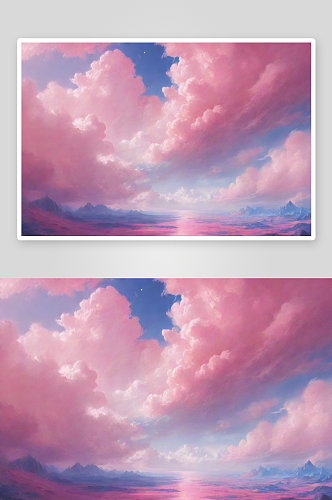 粉色云彩的天空风景