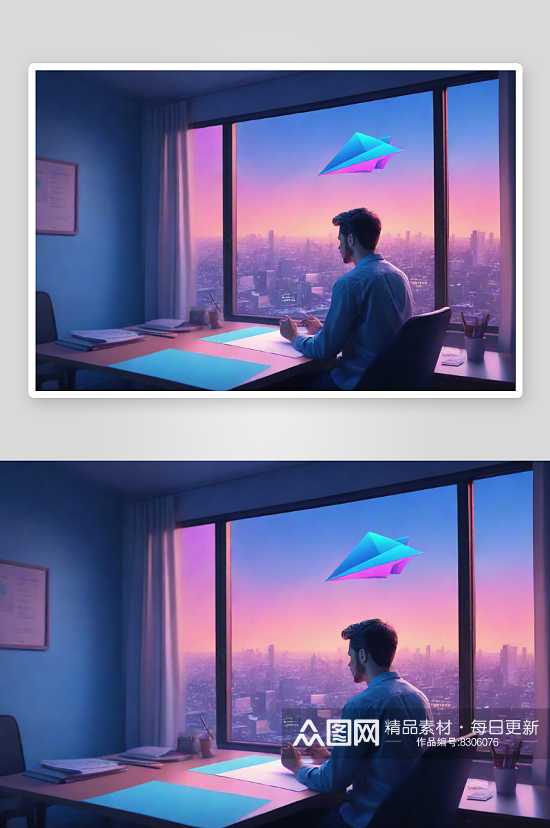 男人在办公室玩纸飞机的画面素材